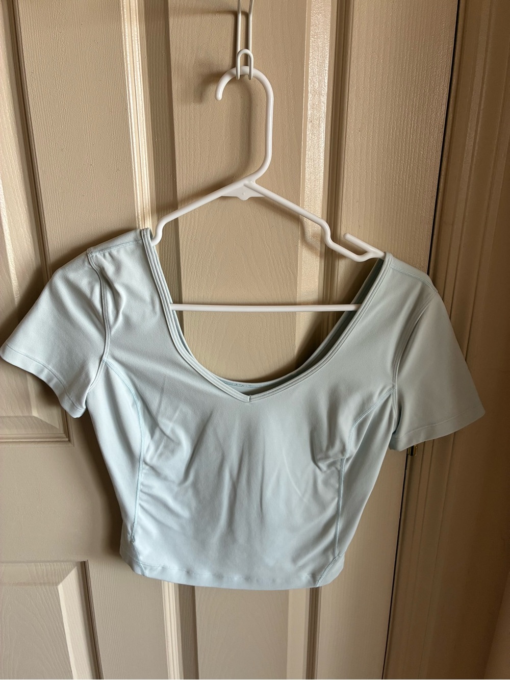 lululemon athletica Light Blue Scoop Neck Crop Top